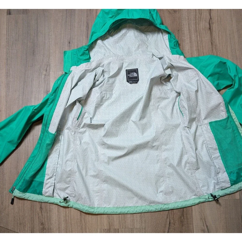 The North Face Size XS Venture Rain Jacket Green HyVent 2.5L Waterproof Shell - Picture 7 of 11
